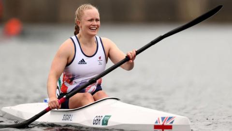 Laura Sugar in a canoe
