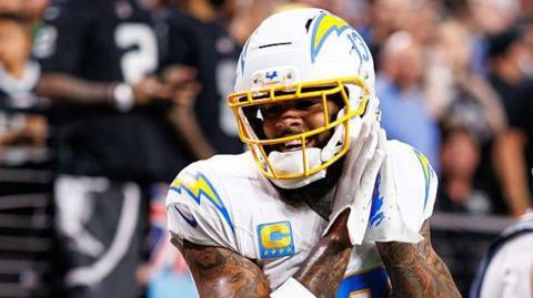 Keenan Allen celebrates a touchdown for the Los Angeles Chargers