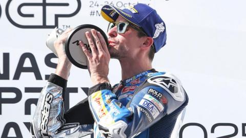 Alex Marquez of Spain, riding the BK8 Gresini Racing Ducati, takes victory at the Malaysian Grand Prix