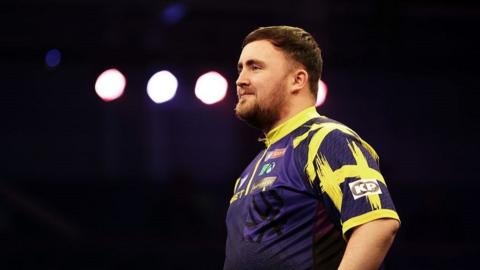 Luke Littler at the World Grand Prix darts