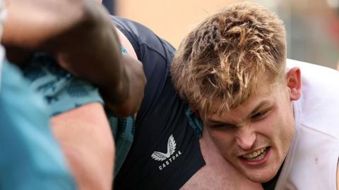 Guy Pepper pushing at a scrum