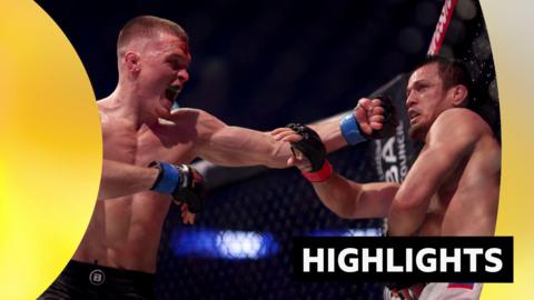 'Highlights' text over image of Paul Hughes punching Usman Nurmagomedov