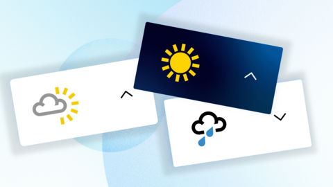 Weather symbols with rain, sun and clouds move up and down